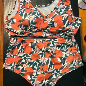 cute 2 piece bathing suit with short Jumper coverup. Size Medium